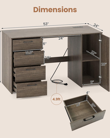 Giantex Computer Desk with Drawers 53 Inch