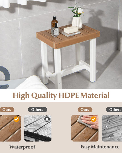 Giantex Shower Bench Waterproof HDPE - Shower Stool, Plastic Spa Bath Step Foot Rest for Bathroom