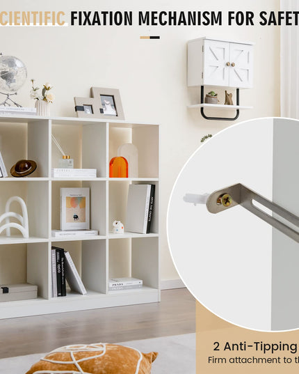 Giantex 9-Cube Bookcase White - 4-Tier Freestanding Open Bookshelf