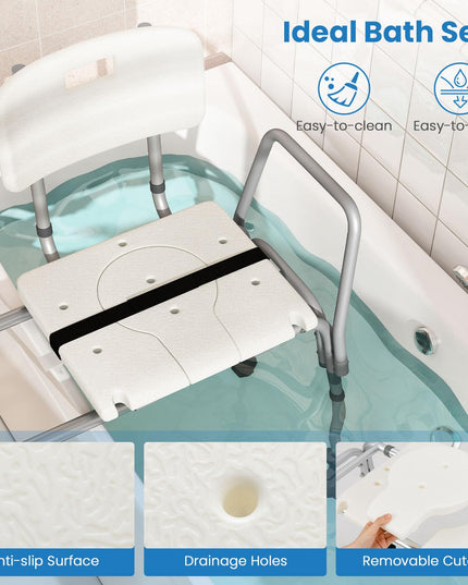 Giantex Sliding Tub Transfer Bench for Bathtub with Adjustable Height