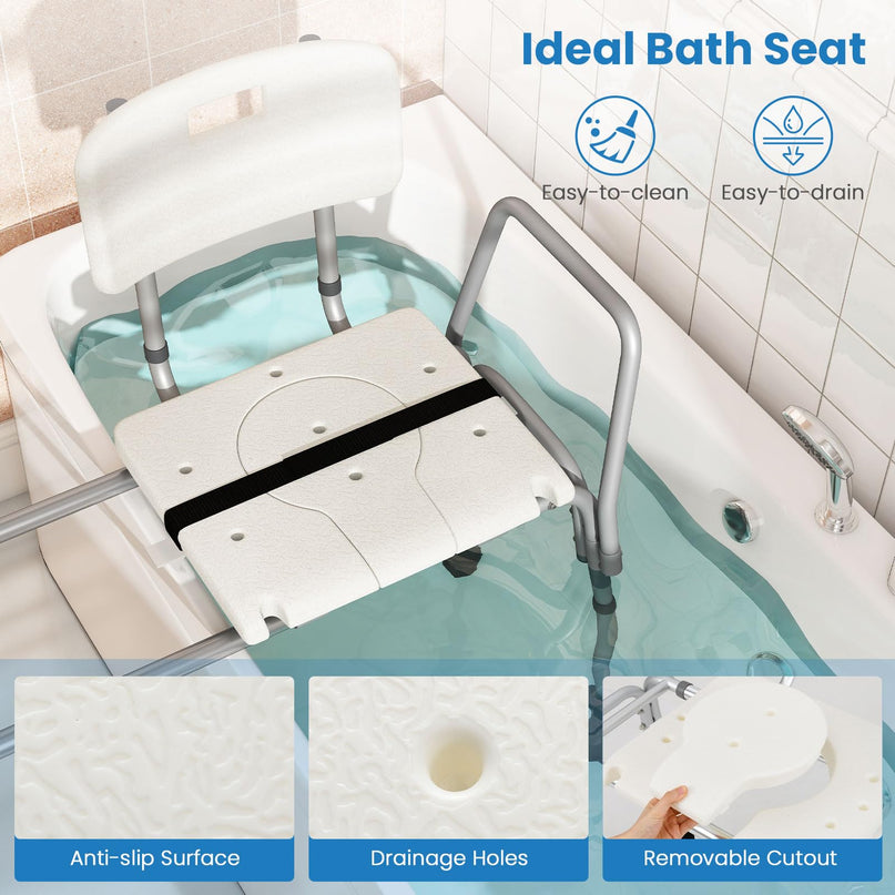 Giantex Sliding Tub Transfer Bench for Bathtub with Adjustable Height