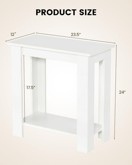 Giantex 2-Tier End Table White, Modern Side Table with Storage Shelf