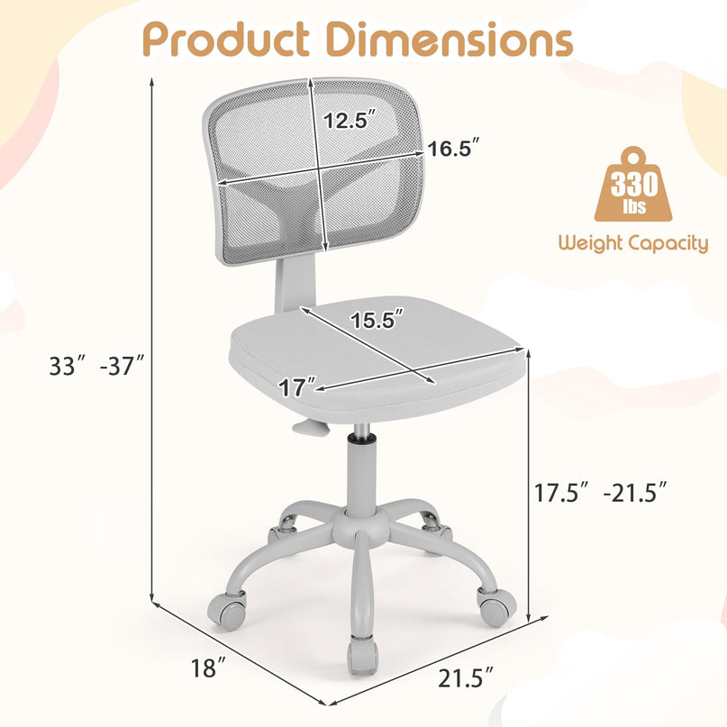 Giantex Kids Desk Chair Armless Height Adjustable