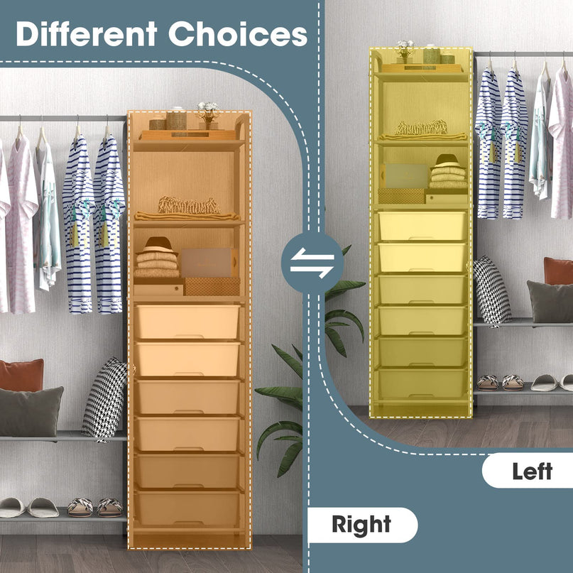 Giantex Free Standing Closet Organizer, Heavy Duty Garment Rack with 6 Removable Drawers (Grey)