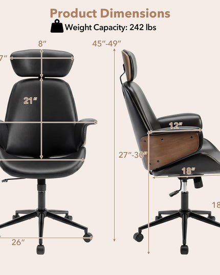 Giantex Ergonomic Office Chair with Headrest for Home Office & Study