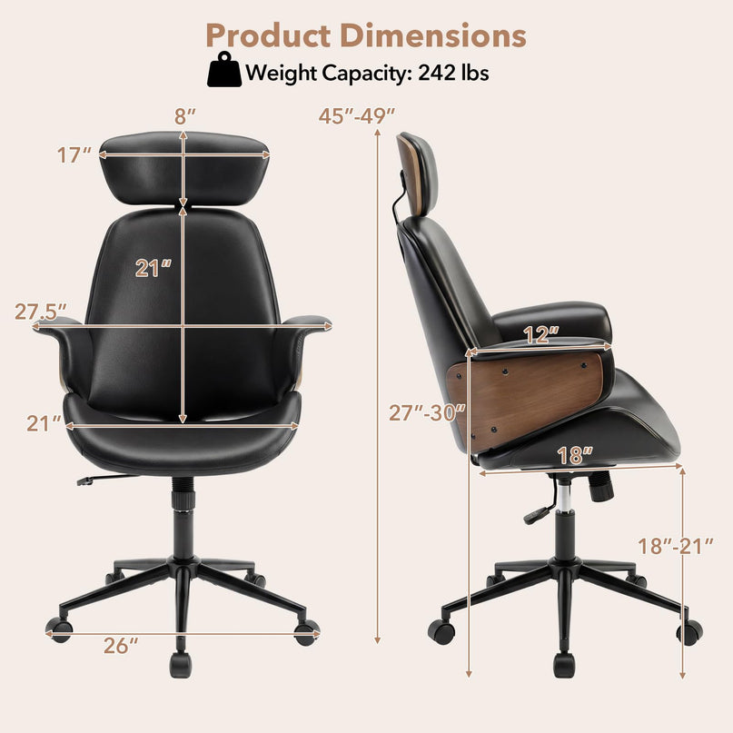 Giantex Ergonomic Office Chair with Headrest for Home Office & Study