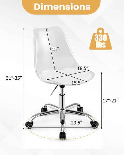 Giantex Acrylic Clear Desk Chair with PU Leather Cushion
