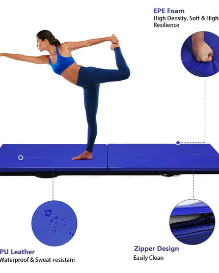 Giantex 6'x 2' Folding Gymnastics Mat, Exercise Mat w/ Carrying Handles, Small Size