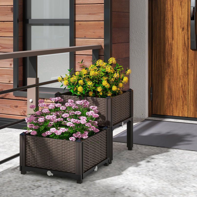 Giantex Raised Garden Bed Elevated Planter Box Kit with Self-Watering System