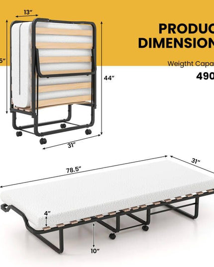 Giantex Folding Bed with 4 Inch Mattress for Adults