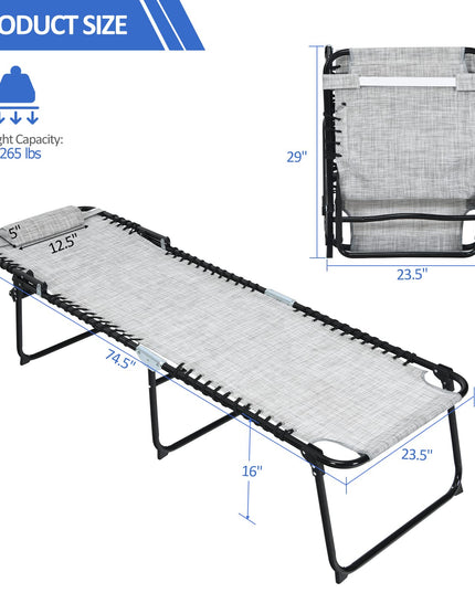 Giantex Patio Chaise Lounge Chair Foldable W/Adjustable Positions