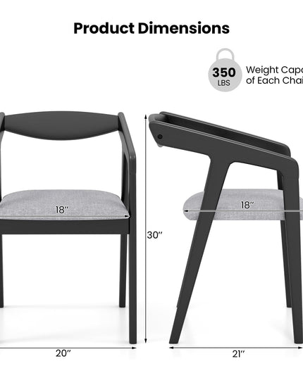 Giantex Wooden Dining Chairs Set, Linen Fabric Upholstered Kitchen Chairs w/Armrests & Padded Cushion