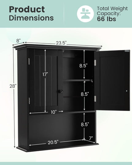 Giantex Bathroom Wall Mounted Cabinet - Storage Cabinet w/Adjustable Shelf