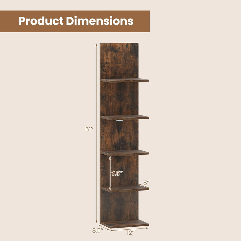 Giantex Wooden Wall-Mounted Organizer Book Shelf for Bedroom