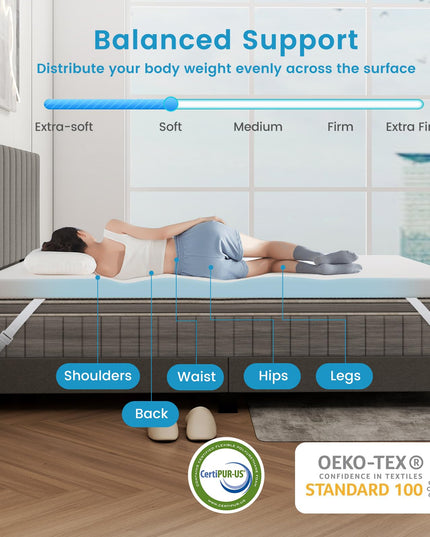 Giantex 3 Inch Twin Memory Foam Mattress Topper, Cooling Gel Infused Topper with Removable Cover