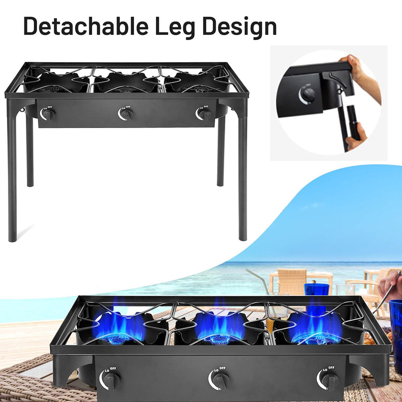 Giantex 225,000 BTU Outdoor Triple Burner Stove, High Pressure 3 Burner Stand Max