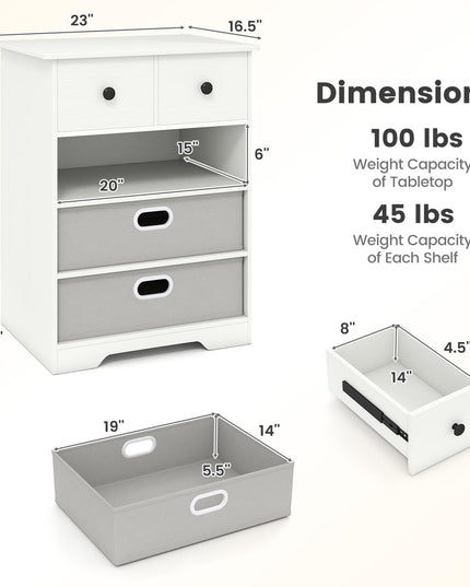 Giantex Nightstand with 4 Storage Drawers for Bedroom Living Room Hallway