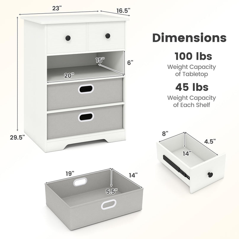 Giantex Nightstand with 4 Storage Drawers for Bedroom Living Room Hallway