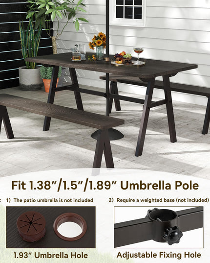 Giantex 3 Pieces Outdoor Picnic Table Set for 6 People