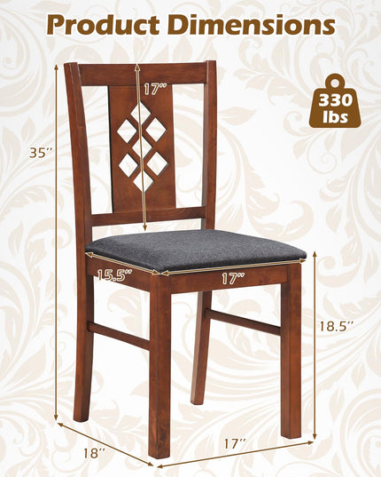 Giantex Wooden Dining Chairs Set of 2/4 with Elegant Diamond Back