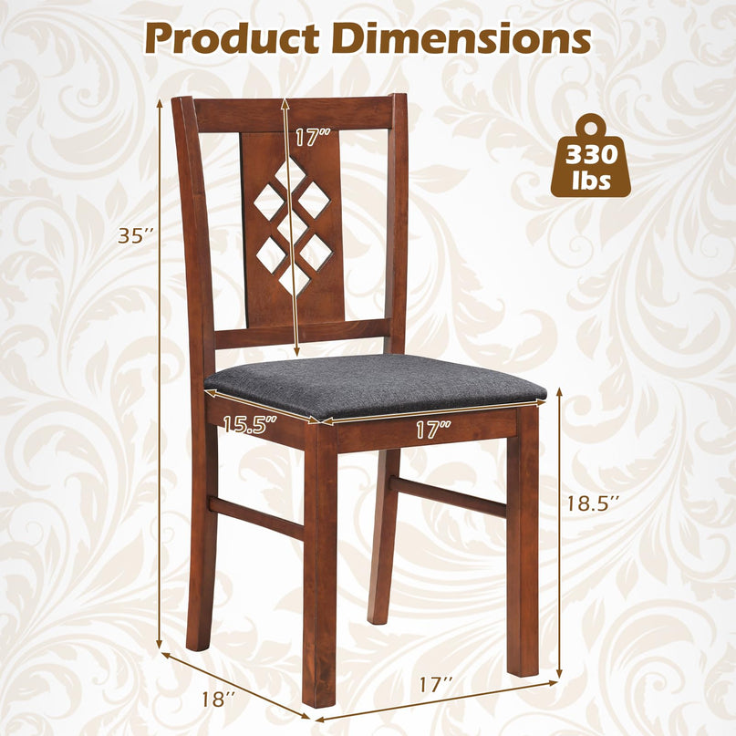Giantex Wooden Dining Chairs Set of 2/4 with Elegant Diamond Back