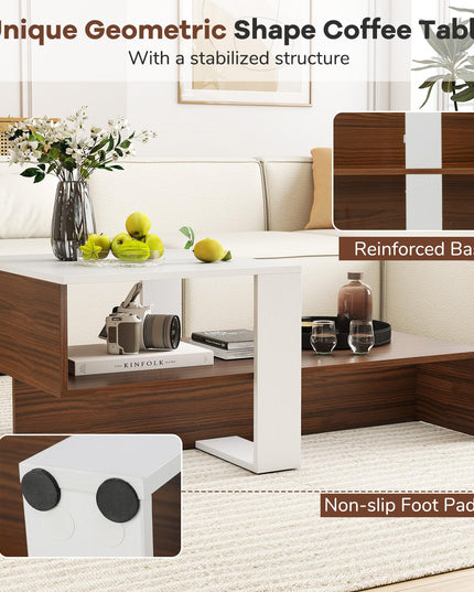 Giantex 2 Tier Coffee Table with Storage for Living Room Reception Room
