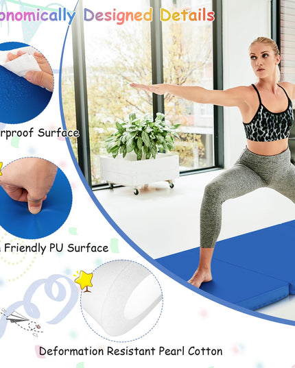 Giantex 6'x 2' Gymnastics Mat, 2" Thick Folding Tumbling Mat with Hook and Loop Fastener