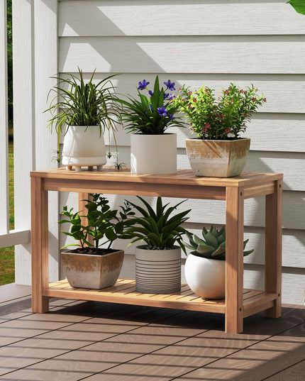 Giantex 30 Inch Teak Shower Bench with Shelf