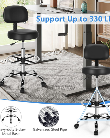 Giantex PU Leather Drafting Chair, Tall Office Chair