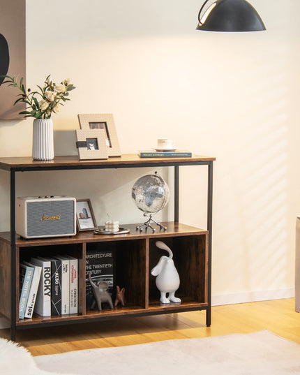 Giantex Buffet Sideboard, Wooden Cupboard, Kitchen Pantry w/Spacious Countertop, Large Open Shelf, 3 Cube Storage Cabinet