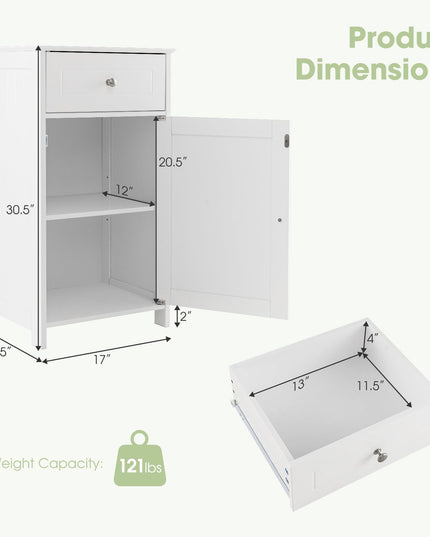 Giantex Floor Bathroom Storage Cabinet Freestanding Cabinet with Drawer