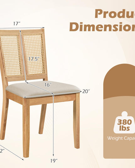Giantex Rattan Dining Chairs Set of 2/4 w/Rubber Wood Frame