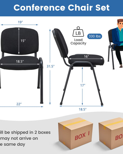 Giantex 10-Pack Conference Chair Set - Stackable Guest Chair with Metal Frame