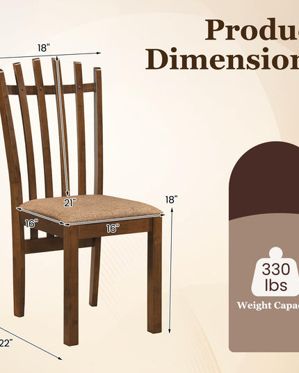 Giantex Wood Dining Chairs Set w/ Linen Fabric Seat & Rubber Wood Frame