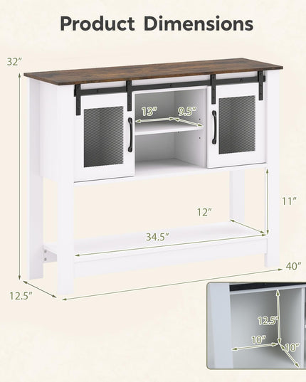 GIANTEX 40" Farmhouse Sideboard Buffet w/Sliding Barn Doors