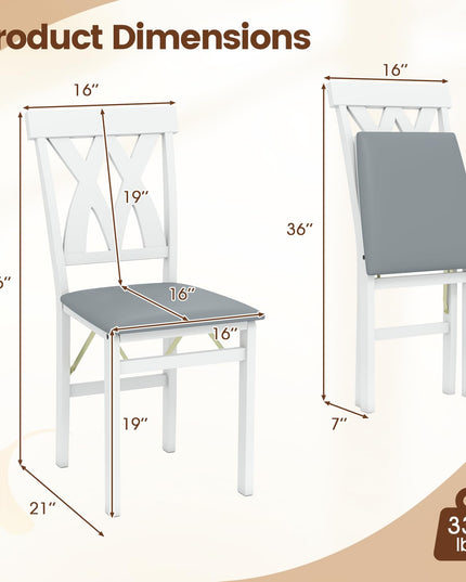 Giantex Folding Dining Chairs Set with PVC Leather for Home Small Space