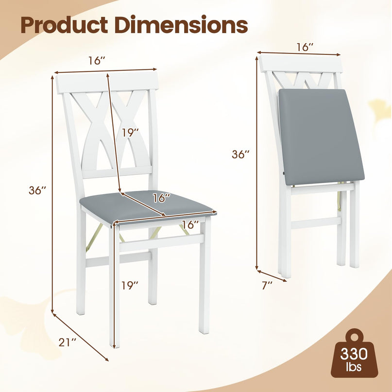 Giantex Folding Dining Chairs Set with PVC Leather for Home Small Space