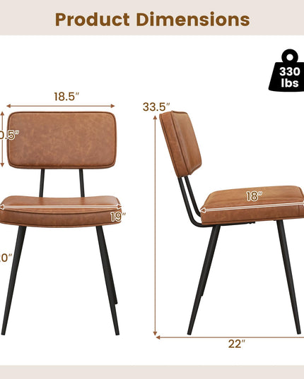 Giantex PU Leather Dining Chairs Set of 2/4, Upholstered Kitchen Chairs w/Padded Backrest & Seat, Metal Legs