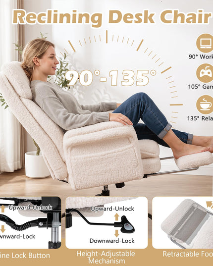 Giantex Criss Cross Legged Office Chair w/Foot Rest & Wheels