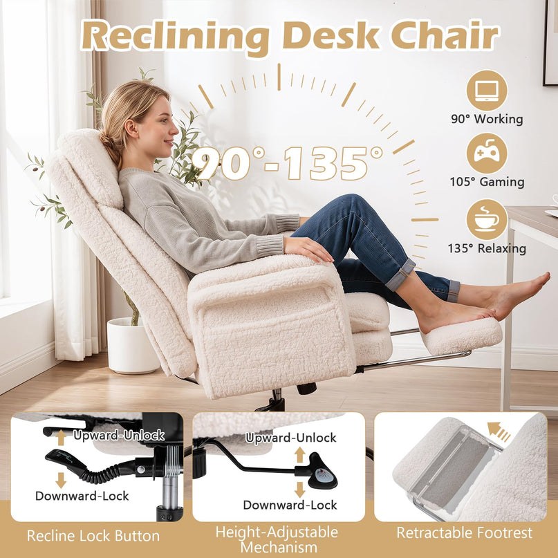 Giantex Criss Cross Legged Office Chair w/Foot Rest & Wheels