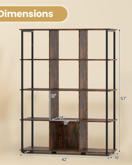 Giantex 12 Cube Bookcase 5 Tier Industrial Bookshelf