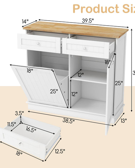 Giantex Kitchen Trash Cabinet, Kitchen Island with Tilt Out Garbage Bin