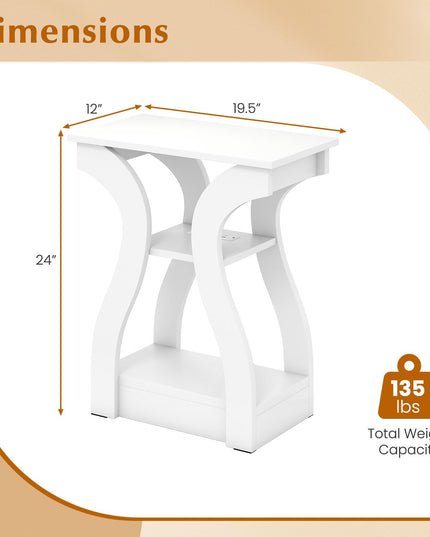 Giantex End Tables with Charging Station Set of 2 |Vintage Nightstands for Living Room