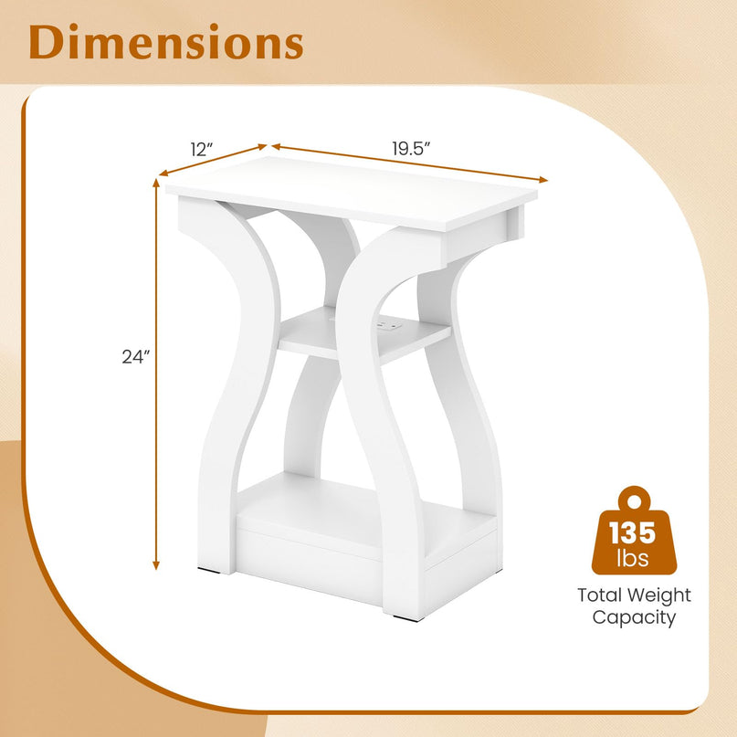 Giantex End Tables with Charging Station Set of 2 |Vintage Nightstands for Living Room