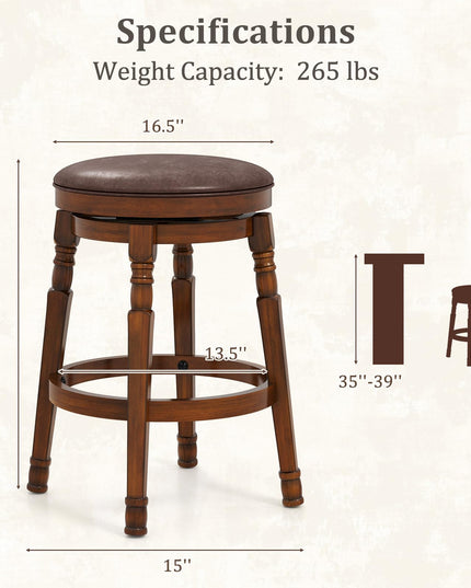 Giantex 24" Counter Height Bar Stools with Faux Leather Padded Seat & Footrests