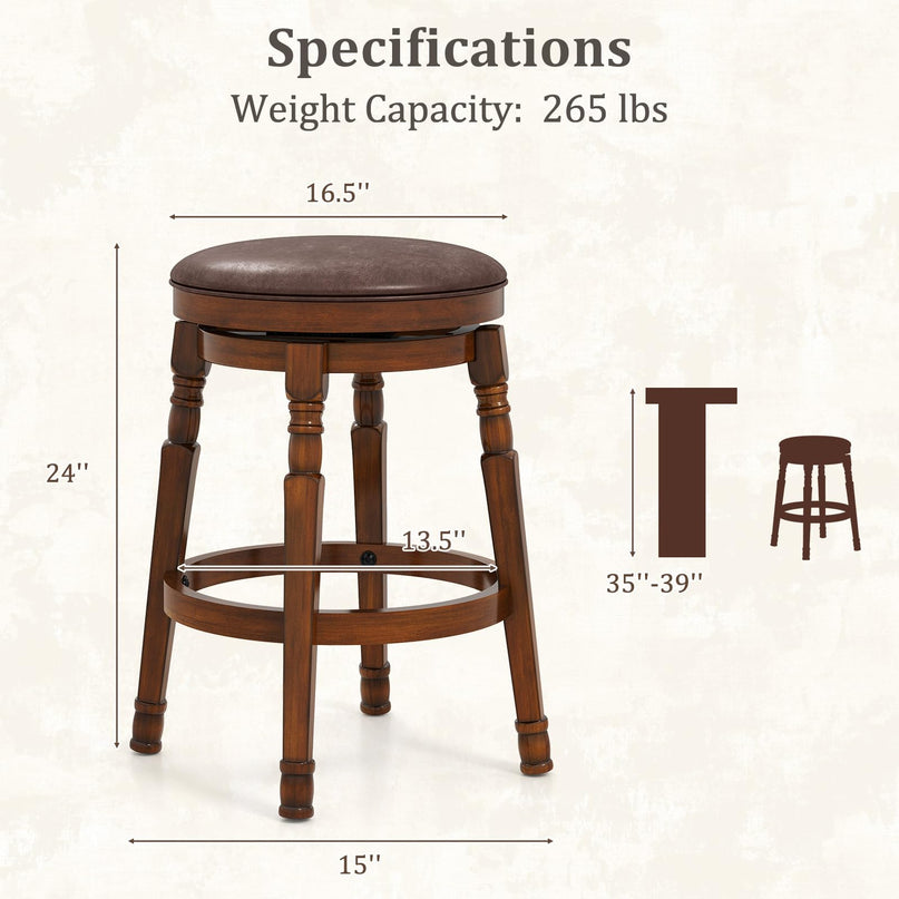 Giantex 24" Counter Height Bar Stools with Faux Leather Padded Seat & Footrests