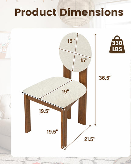 Giantex Sherpa Dining Chairs Set of 2/4 w/Rubber Wood Legs