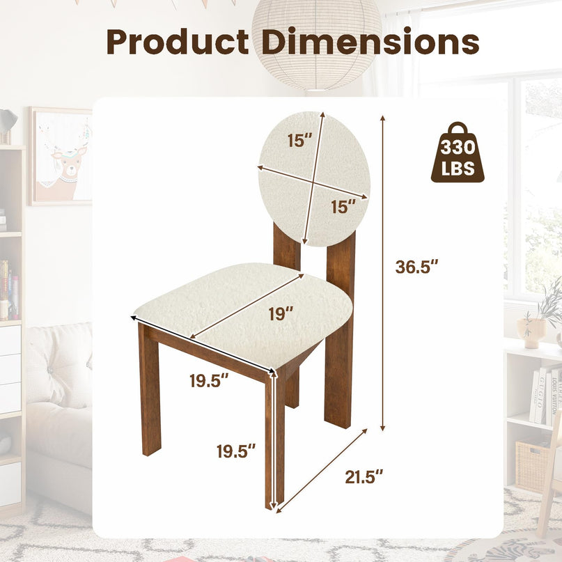 Giantex Sherpa Dining Chairs Set of 2/4 w/Rubber Wood Legs