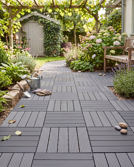 GIANTEX 36 PCS Plastic Interlocking Deck Tiles, Waterproof PP Floor Tiles