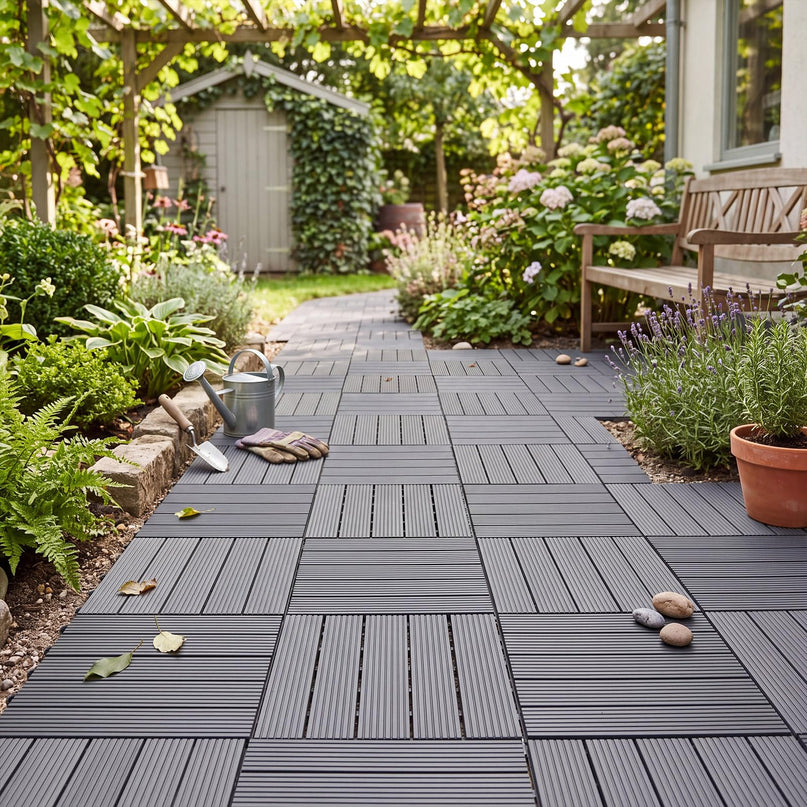 GIANTEX 36 PCS Plastic Interlocking Deck Tiles, Waterproof PP Floor Tiles